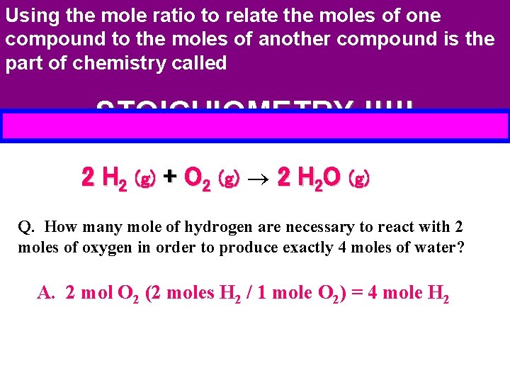 Using the mole ratio to relate the moles of one compound to the moles