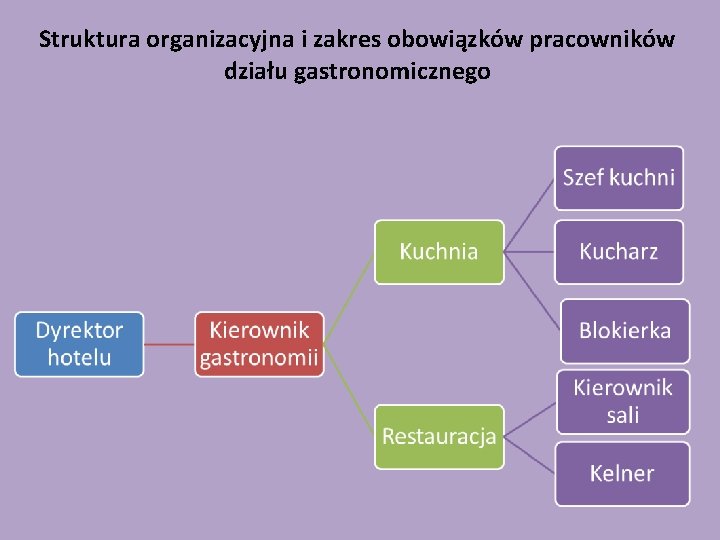 Struktura organizacyjna i zakres obowiązków pracowników działu gastronomicznego 