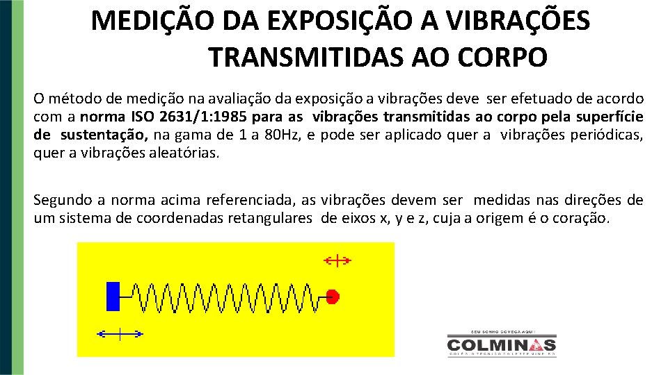 MEDIÇÃO DA EXPOSIÇÃO A VIBRAÇÕES TRANSMITIDAS AO CORPO O método de medição na avaliação