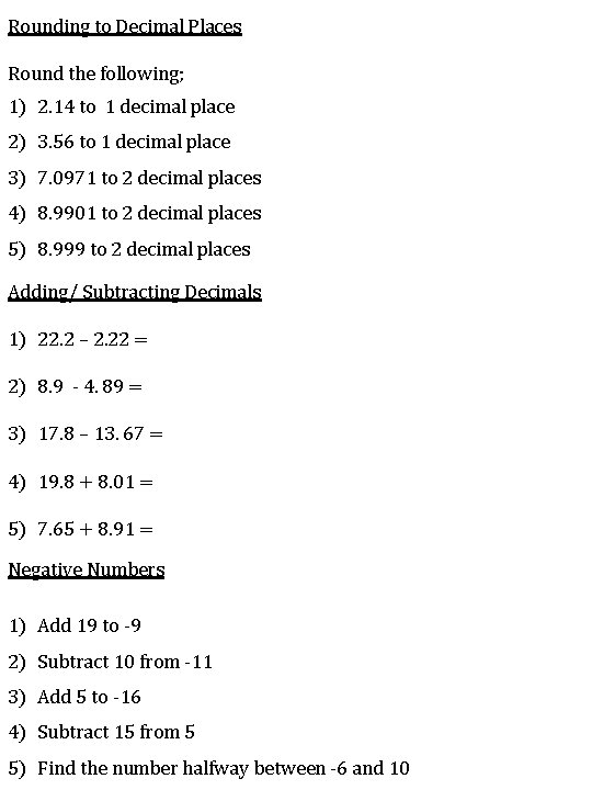 Rounding to Decimal Places Round the following; 1) 2. 14 to 1 decimal place