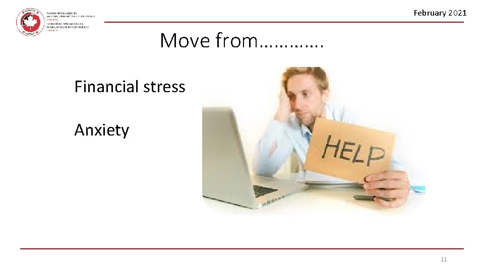 February 2021 Move from…………. Financial stress Anxiety 11 