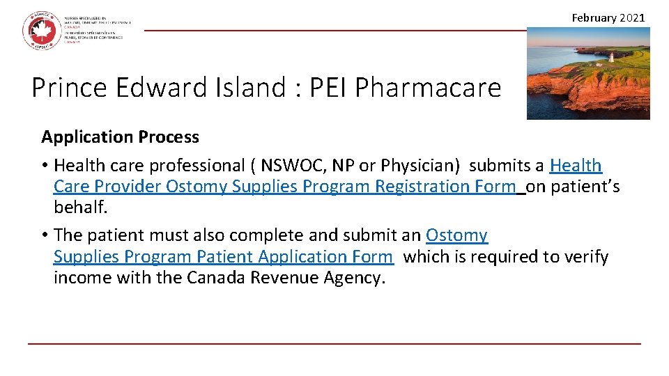 February 2021 Prince Edward Island : PEI Pharmacare Application Process • Health care professional