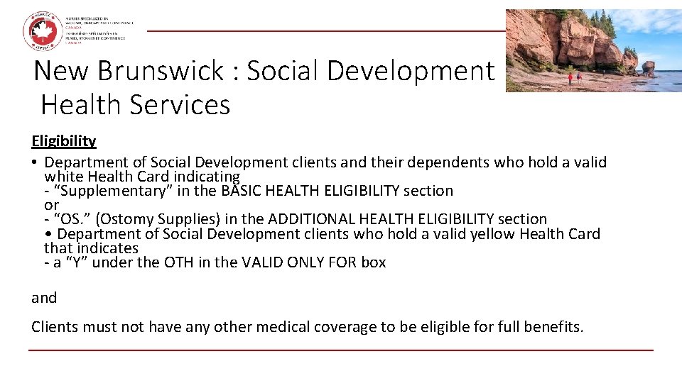 February 2021 New Brunswick : Social Development Health Services Eligibility • Department of Social