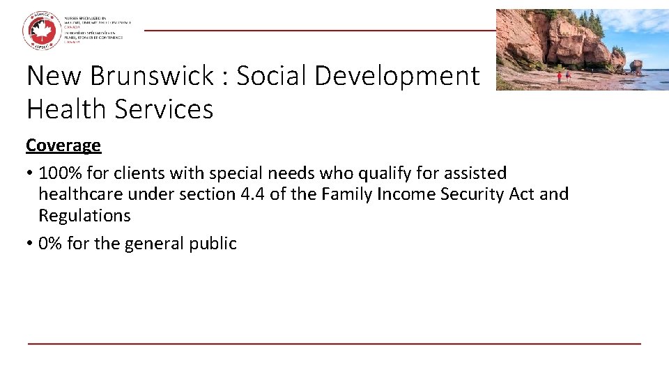 February 2021 New Brunswick : Social Development Health Services Coverage • 100% for clients