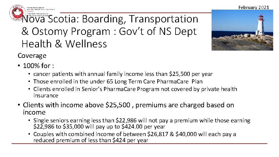 February 2021 Nova Scotia: Boarding, Transportation & Ostomy Program : Gov’t of NS Dept