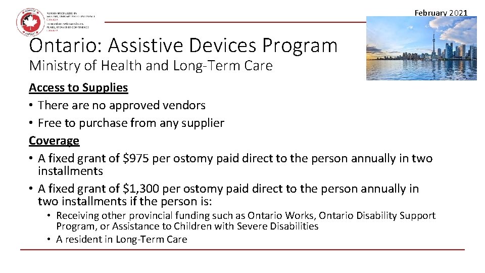 February 2021 Ontario: Assistive Devices Program Ministry of Health and Long-Term Care Access to
