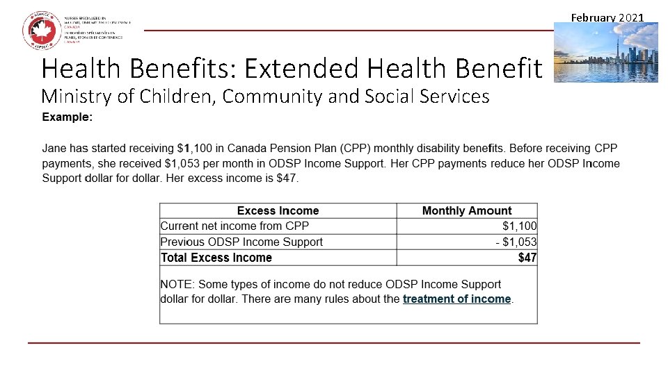 February 2021 Health Benefits: Extended Health Benefit Ministry of Children, Community and Social Services