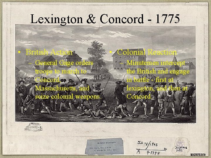 Lexington & Concord - 1775 • British Action – General Gage orders troops to