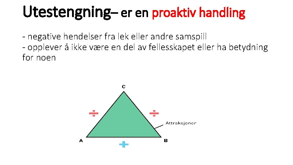 Utestengning– er en proaktiv handling - negative hendelser fra lek eller andre samspill -