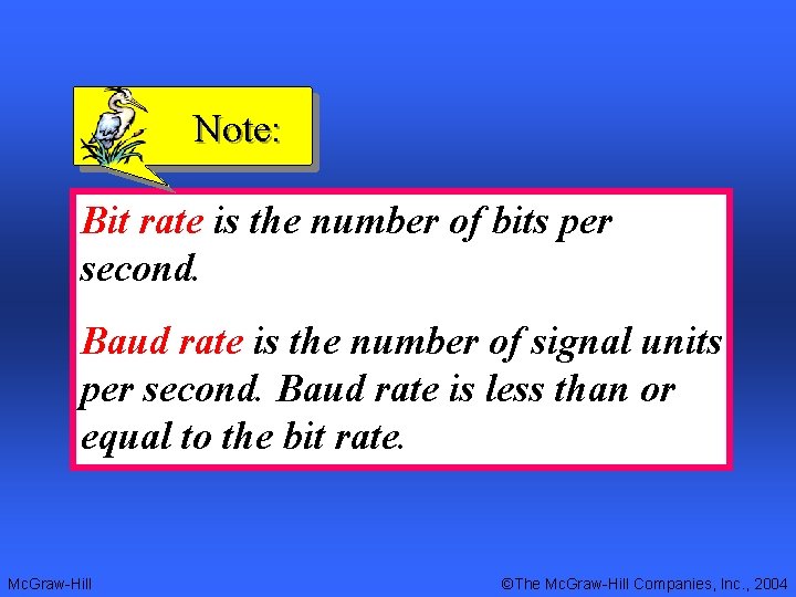 Note: Bit rate is the number of bits per second. Baud rate is the