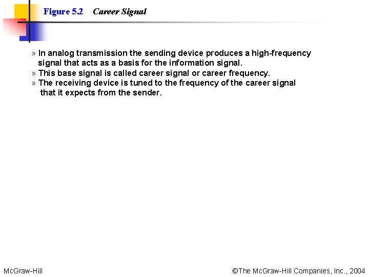 Figure 5. 2 Career Signal » In analog transmission the sending device produces a