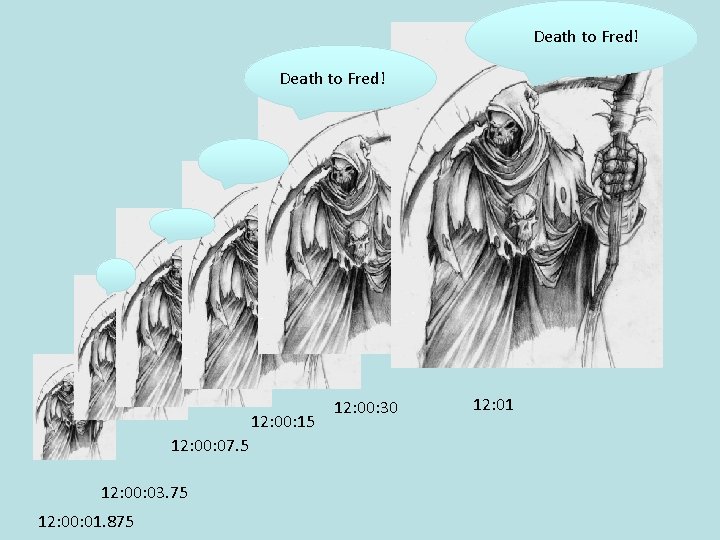 Death to Fred! 12: 00: 15 12: 00: 07. 5 12: 00: 03. 75