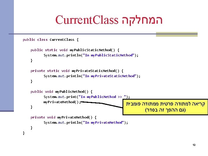 Current. Class המחלקה public class Current. Class { public static void my. Public. Static.