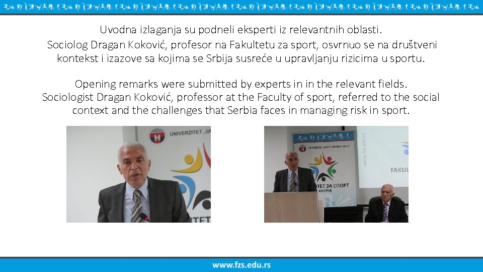 Uvodna izlaganja su podneli eksperti iz relevantnih oblasti. Sociolog Dragan Koković, profesor na Fakultetu