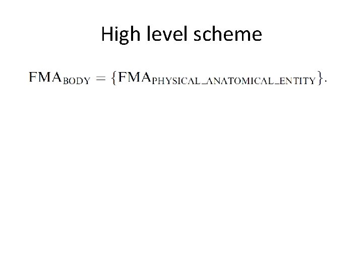 High level scheme High level scheme
