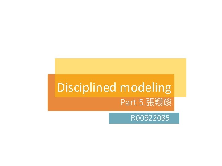 Disciplined modeling Part 5. 張翔竣 R 00922085 Disciplined modeling Part 5. 張翔竣 R 00922085