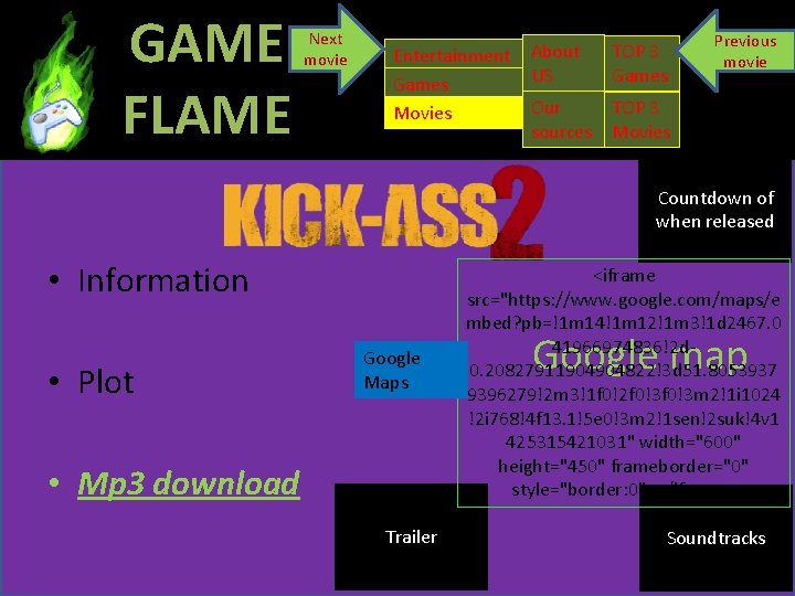 GAME FLAME Next movie Entertainment Games Movies About US TOP 3 Games Previous movie