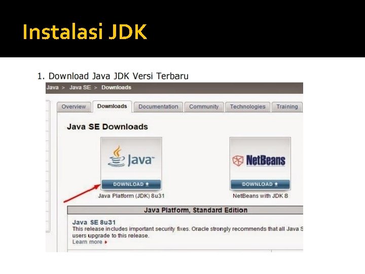 Instalasi JDK Instalasi JDK
