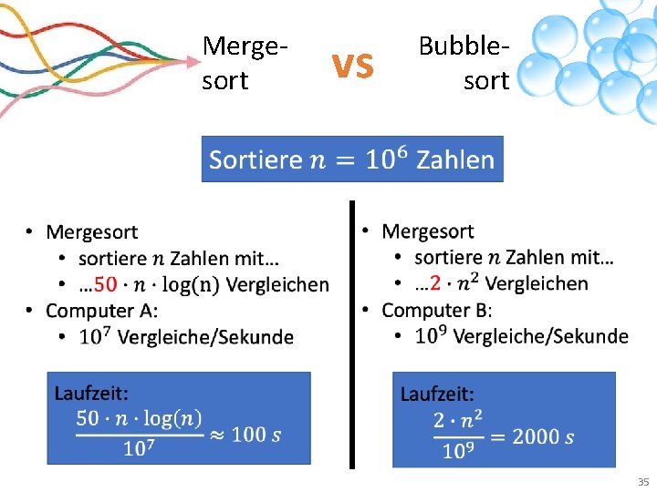 Mergesort vs Bubblesort 35 