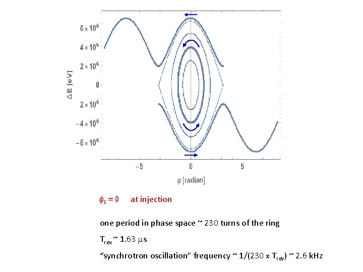 at injection one period in phase space ~ 230 turns of the ring Trev