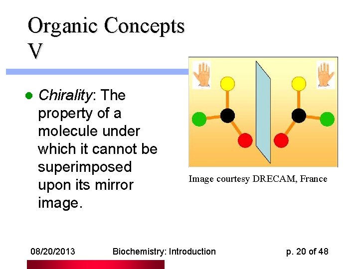 Organic Concepts V l Chirality: The property of a molecule under which it cannot