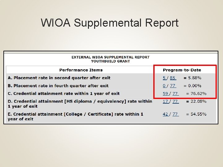 WIOA Supplemental Report 