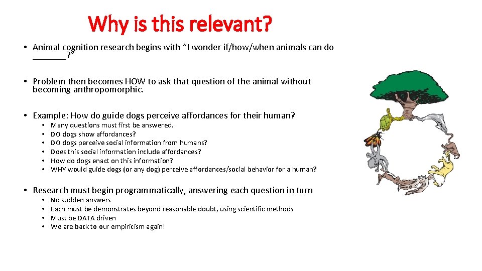 Why is this relevant? • Animal cognition research begins with “I wonder if/how/when animals