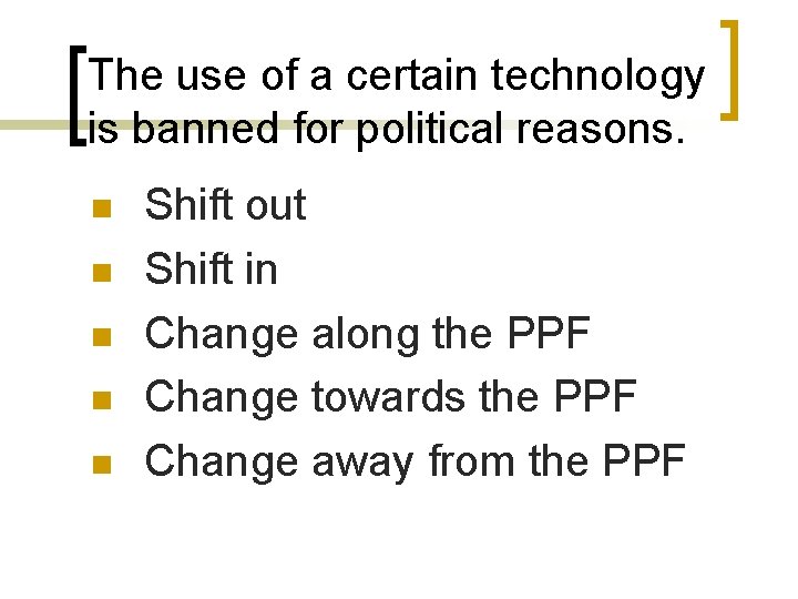 The use of a certain technology is banned for political reasons. n n n