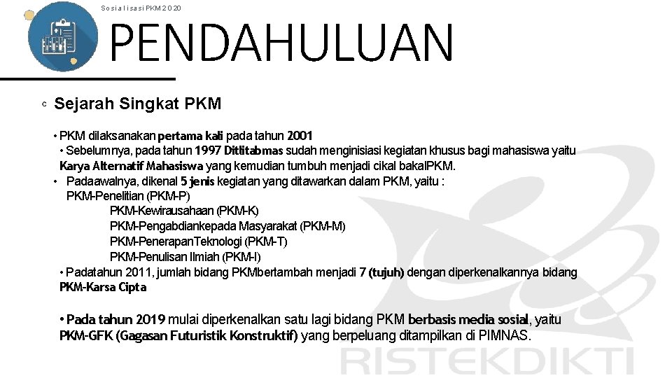 So si a l i sa si PKM 2 0 20 PENDAHULUAN Sejarah Singkat