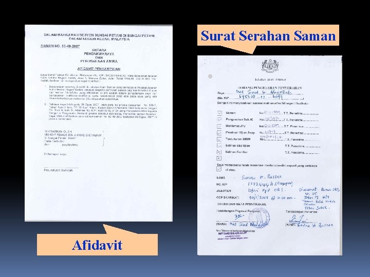 Surat Serahan Saman Afidavit Surat Serahan Saman Afidavit