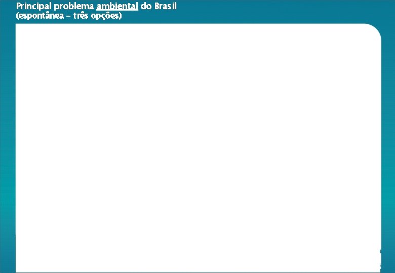 Principal problema ambiental do Brasil (espontânea - três opções) Parceiros: Realizadores: 