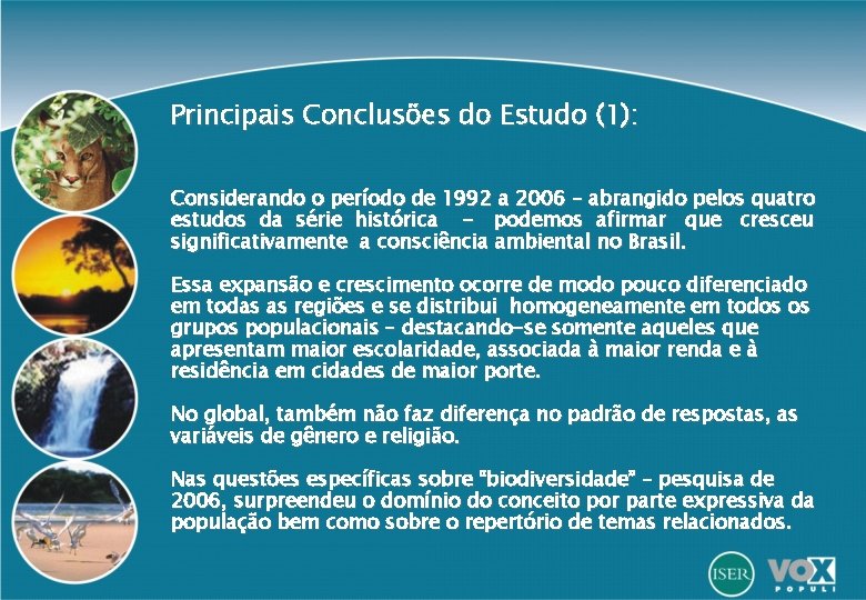 Principais Conclusões do Estudo (1): Considerando o período de 1992 a 2006 – abrangido