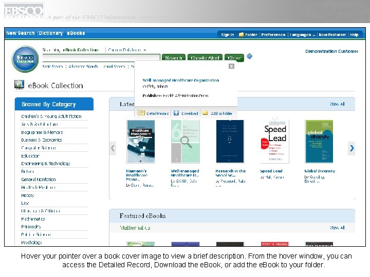 Hover your pointer over a book cover image to view a brief description. From