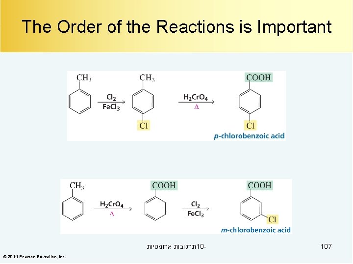 The Order of the Reactions is Important תרכובות ארומטיות 10© 2014 Pearson Education, Inc.