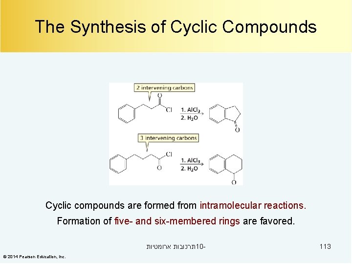 The Synthesis of Cyclic Compounds Cyclic compounds are formed from intramolecular reactions. Formation of