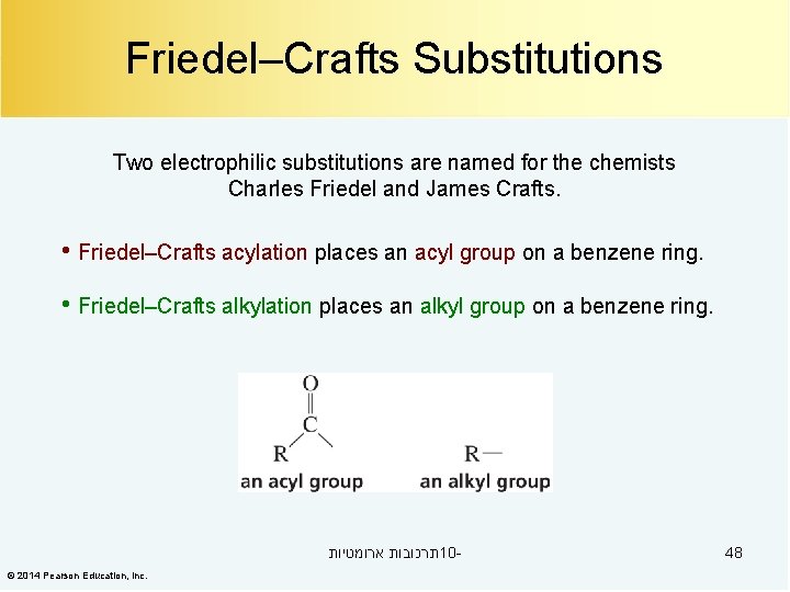 Friedel–Crafts Substitutions Two electrophilic substitutions are named for the chemists Charles Friedel and James