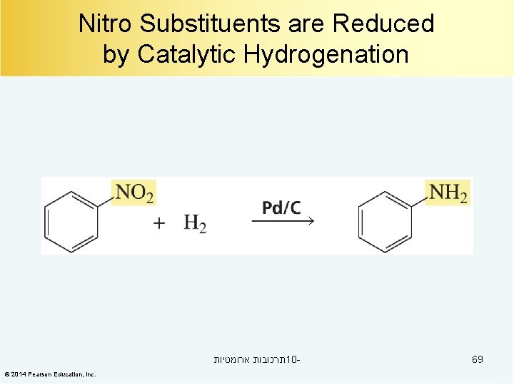 Nitro Substituents are Reduced by Catalytic Hydrogenation תרכובות ארומטיות 10© 2014 Pearson Education, Inc.