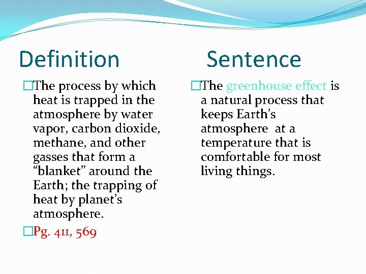 Definition �The process by which heat is trapped in the atmosphere by water vapor,