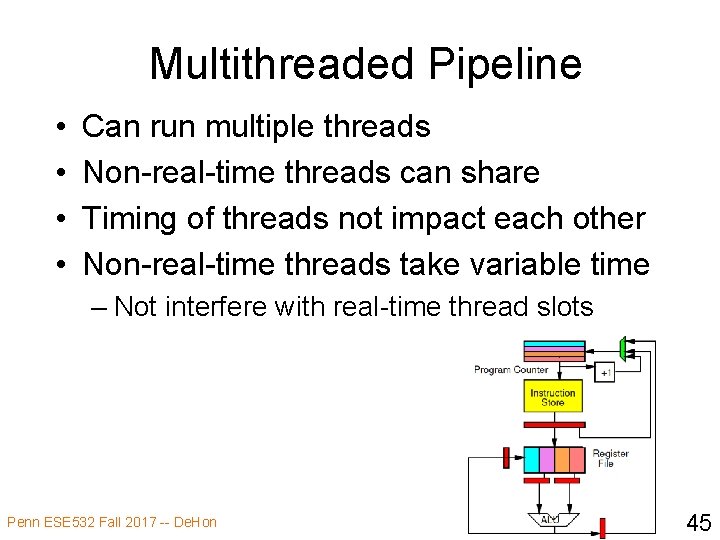 Multithreaded Pipeline • • Can run multiple threads Non-real-time threads can share Timing of