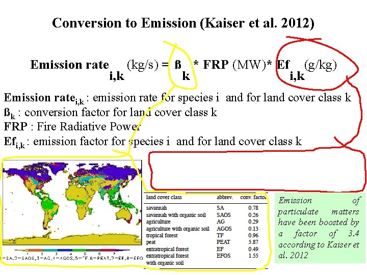 Conversion to Emission (Kaiser et al. 2012) Emission rate (kg/s) = ß * FRP