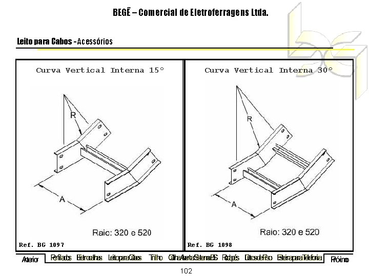 BEGÊ – Comercial de Eletroferragens Ltda. Leito para Cabos - Acessórios Curva Vertical Interna