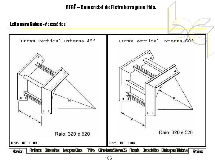 BEGÊ – Comercial de Eletroferragens Ltda. Leito para Cabos - Acessórios Curva Vertical Externa