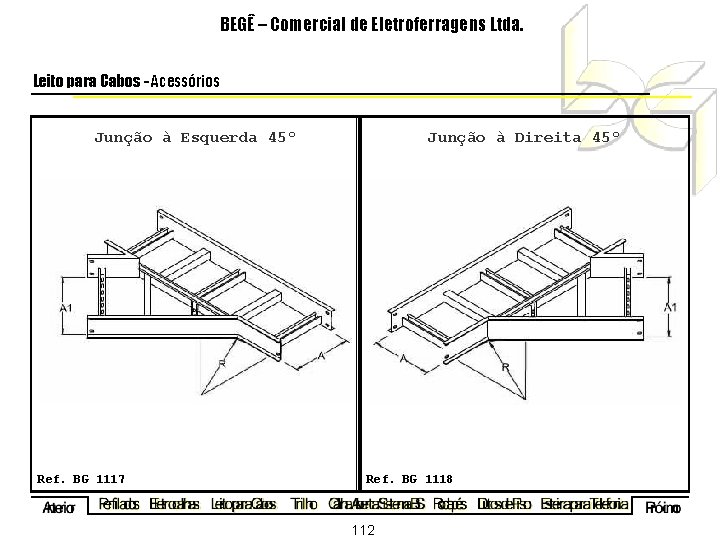 BEGÊ – Comercial de Eletroferragens Ltda. Leito para Cabos - Acessórios Junção à Esquerda