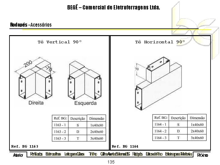 BEGÊ – Comercial de Eletroferragens Ltda. Rodapés - Acessórios Tê Vertical 90º Ref. BG