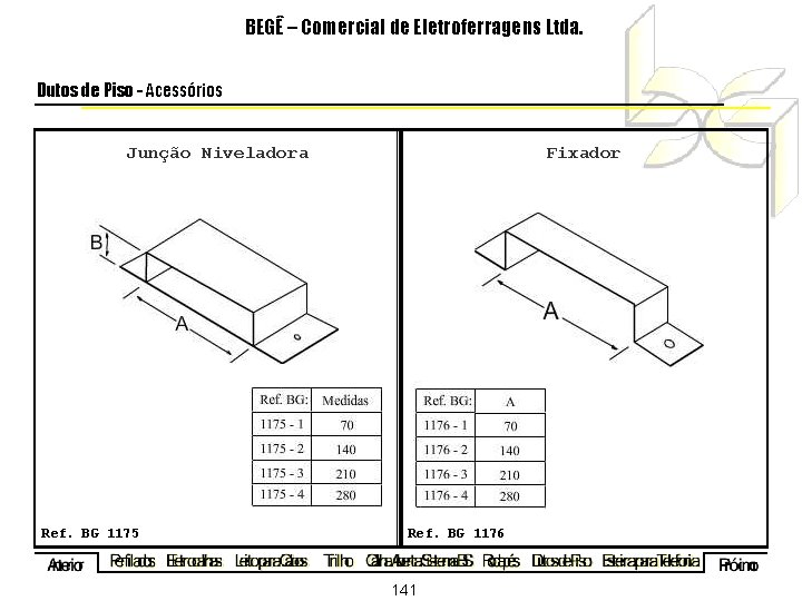 BEGÊ – Comercial de Eletroferragens Ltda. Dutos de Piso - Acessórios Junção Niveladora Ref.