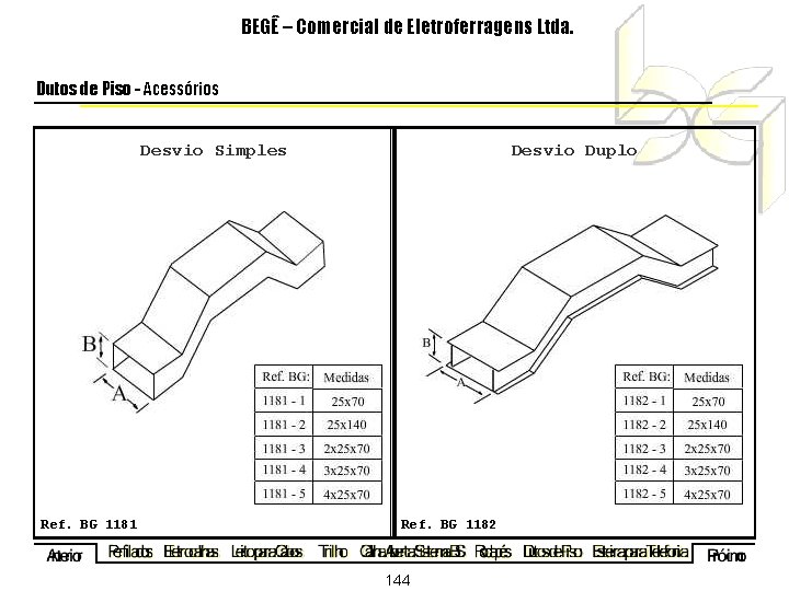 BEGÊ – Comercial de Eletroferragens Ltda. Dutos de Piso - Acessórios Desvio Simples Ref.