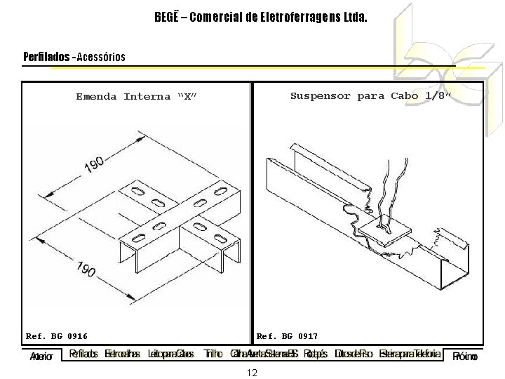 BEGÊ – Comercial de Eletroferragens Ltda. Perfilados - Acessórios Suspensor para Cabo 1/8” Emenda