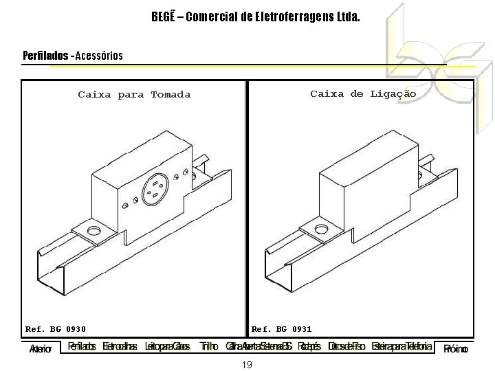 BEGÊ – Comercial de Eletroferragens Ltda. Perfilados - Acessórios Caixa de Ligação Caixa para