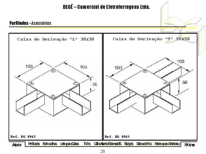 BEGÊ – Comercial de Eletroferragens Ltda. Perfilados - Acessórios Caixa de Derivação “T” 38