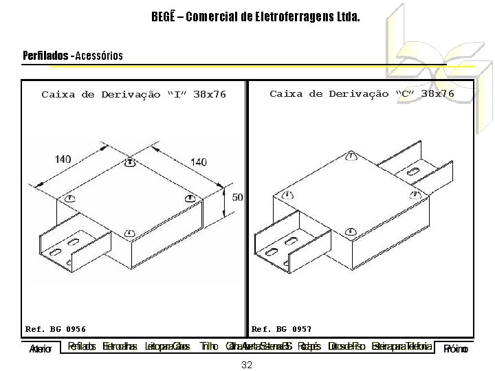 BEGÊ – Comercial de Eletroferragens Ltda. Perfilados - Acessórios Caixa de Derivação “C” 38